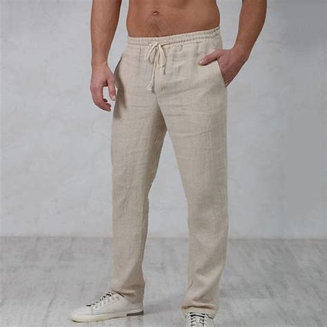 Homme Pantalon En Lin Pantalon Pantalon T Pantalon De Plage Cordon