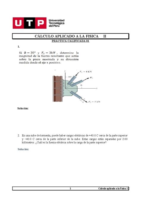 Práctica Calificada 1 virtual CAF II CÁLCULO APLICADO A LA FISICA