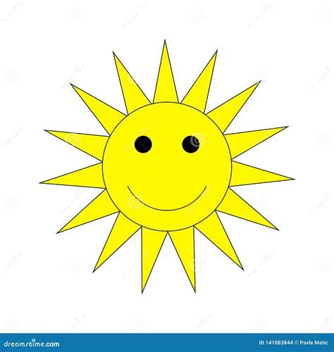 Sol Sonriente De La Cara Aislado En El Fondo Blanco Ilustraci N Del