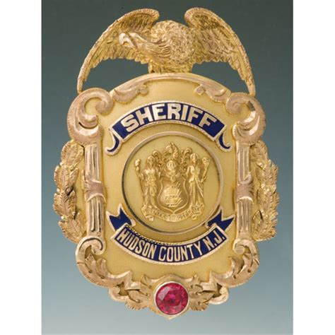 Fine Gold Eagle And Shield Badge For The Sheriff Of Hudson Co Nj By