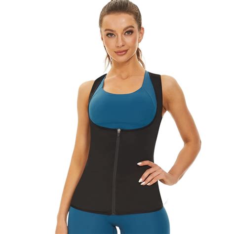 Buy Sauna Sweat Waist Trainer Vest For Women Waist Trimmer Polymer Sauna Suit Workout Tank Top