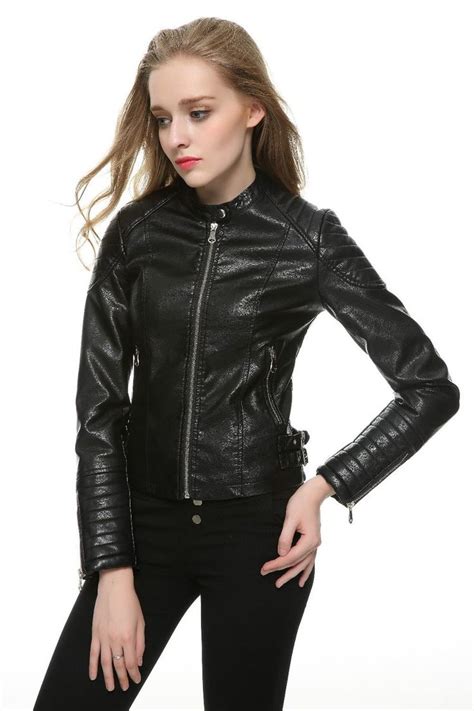 Faux Leather Motorcycle Jacket Faux Leather Biker Jacket Faux Leather Jacket Women Leather