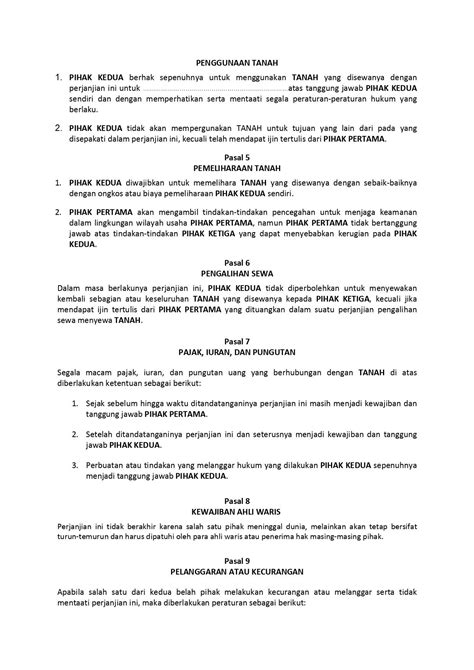 Detail Surat Perjanjian Sewa Tanah Koleksi Nomer