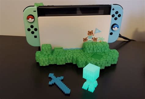 D Printed Minecraft Creeper Dock Display Stand For Nintendo Switch