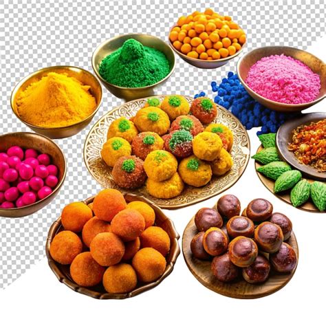 Premium PSD | Holi sweets on transparent background