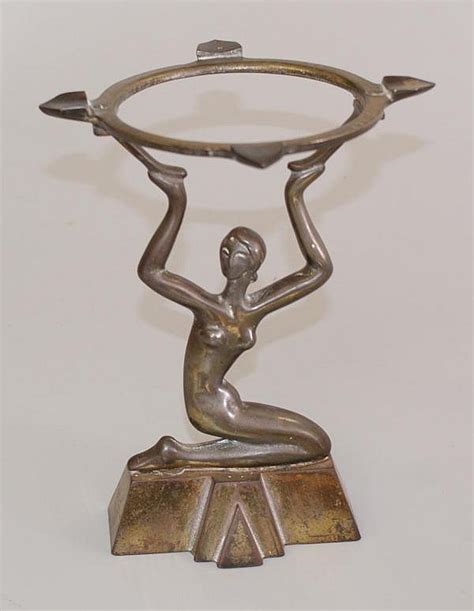 Lot Cast Metal Art Deco Nude Figural Ashtray Stand