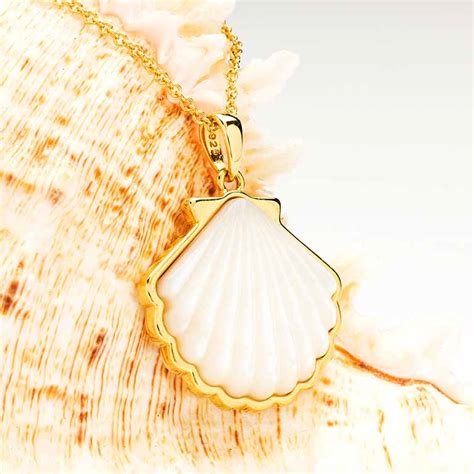 Gold Vermeil Mother Of Pearl Seashell Necklace — Ocean Jewelry