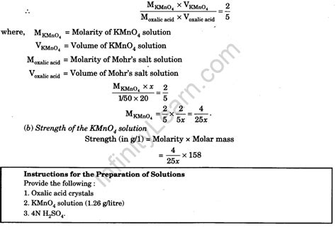 Prepare M50 Solution Of Oxalic Acid With Its Help Determine 50 The Molarity And Strength Of