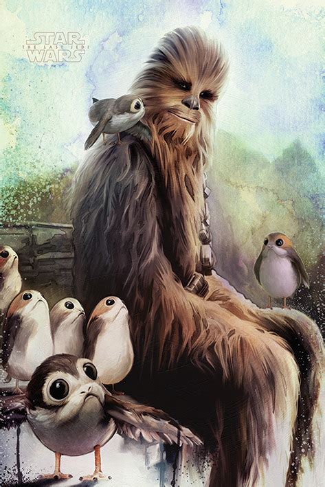 Star Wars The Last Jedi Chewbacca And Porgs Póster Lámina Compra En