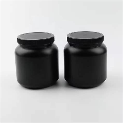 BPA Free HDPE Plastic Medical Bottle 1000cc Black Protein Powder Jars