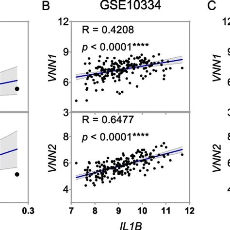 Upregulated Vnns Were Positively Correlated With Inflammation A