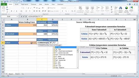 Convert Temperature Celsuis Fahrenheit And Kelvin In Excel Youtube