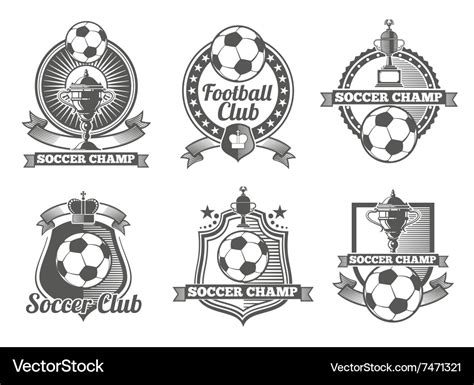 Football or soccer vintage labels logos Royalty Free Vector