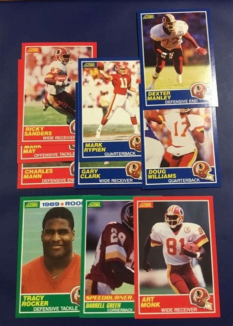 1989 Score WASHINGTON REDSKINS Complete Team Set 10 MONK RYPIEN RC