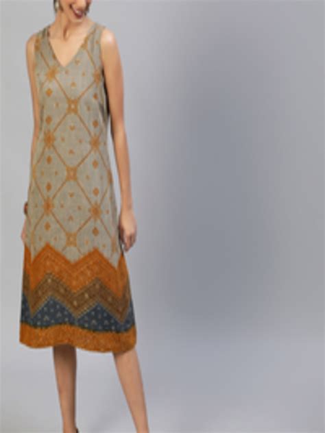 Buy Aks Couture Ethnic Motifs Printed Sleeveless A Line Midi Dress