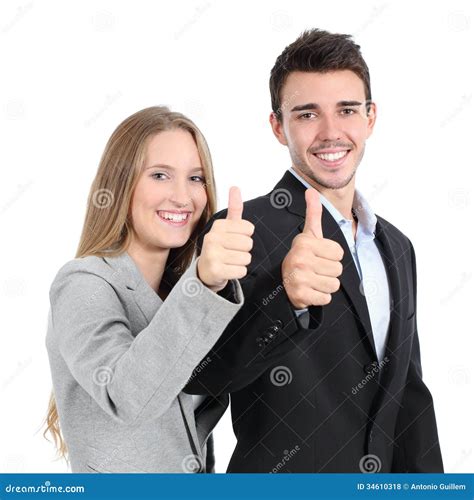 Two Businesspeople Agree With Thumb Up Stock Photo Image Of Agreement