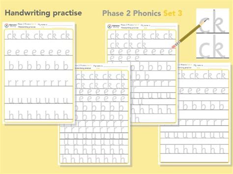 Handwriting Phase Phonics Ck E B R U H Set Teaching Resources