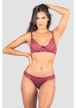 Conjunto Lingerie Cropped Vinho Ref P04 7 E Kaisan