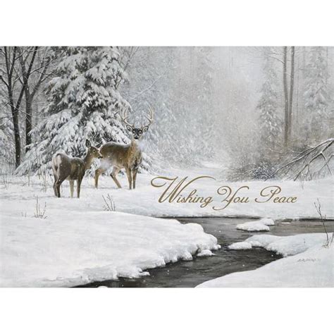 LPG Greetings 18 Count Deer By Stream Peace And Tranquility Holiday