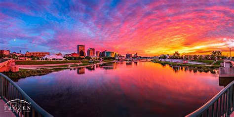 Surprise Sunset Over Dayton Skyline No 3 Dayton Fine Art