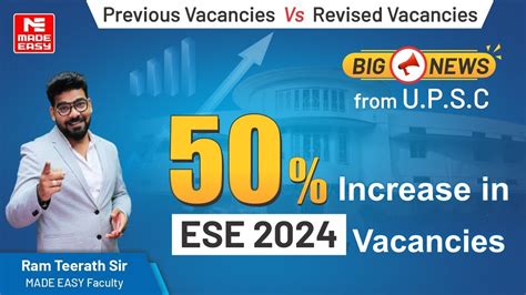 ESE IES 2024 Vacancies Posts Increased UPSC Latest Update CE ME