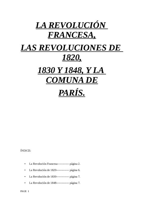 Revoluciones siglo xix - Apuntes de Historia Contemporánea | Docsity