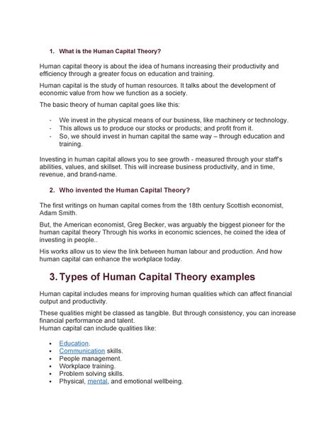 What Is The Human Capital Theory 1 What Is The Human Capital Theory