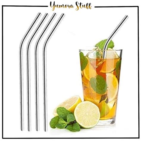 Jual Sedotan Stainless Steel Reusable Straw Untuk Minuman Panas Dingin Besi Anti Karat