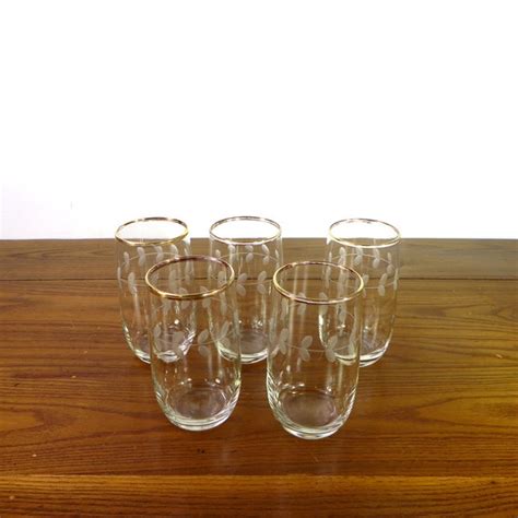 Gold Rim Drinking Glasses - Etsy