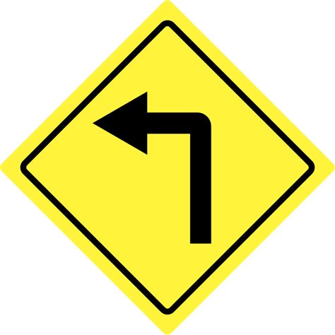 Turn Left Curve Road Sign 36647520 Vector Art At Vecteezy