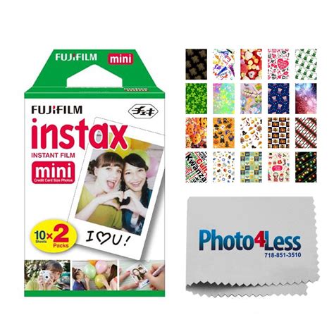 Fujifilm instax mini Instant Film (20 Exposures) + 20 Sticker Frames ...