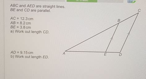 Solved ABC And AED Are Straight Lines BE And CD Are Parallel AC 12 3