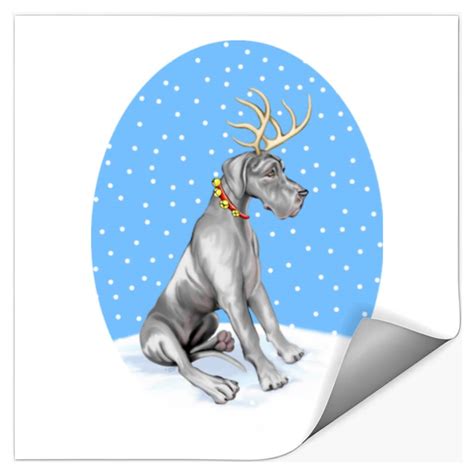 Great Dane Reindeer Christmas Black Uc Stickers Sold By Álvaro Sku