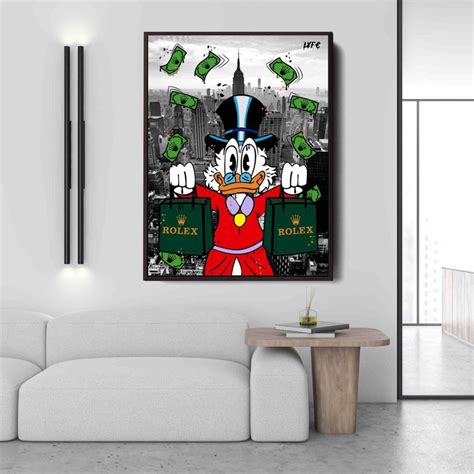 Rolex X Scrooge Mcduck Ny Canvas Alec Monopoly Inspired Wall Decor