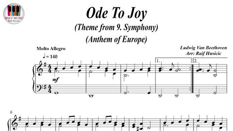 Ode To Joy Anthem Of Europe An Die Freude Symphony No 9 Beethoven