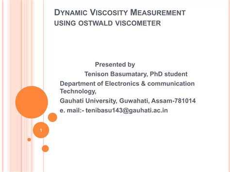 Viscosity Measurement Using Ostwald Viscometer Ppt