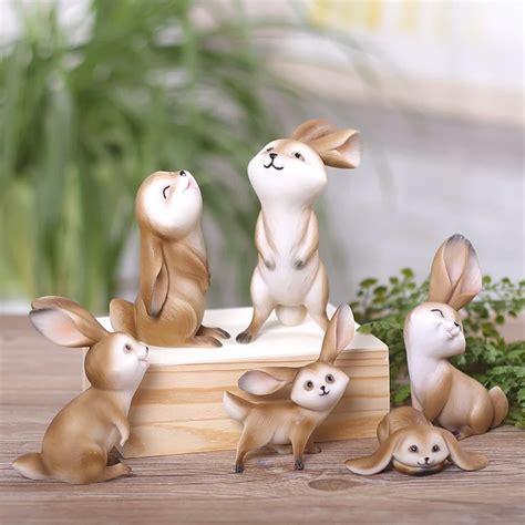 Cartoon Small Resin Rabbit Figurine T For Friend Cute Animal