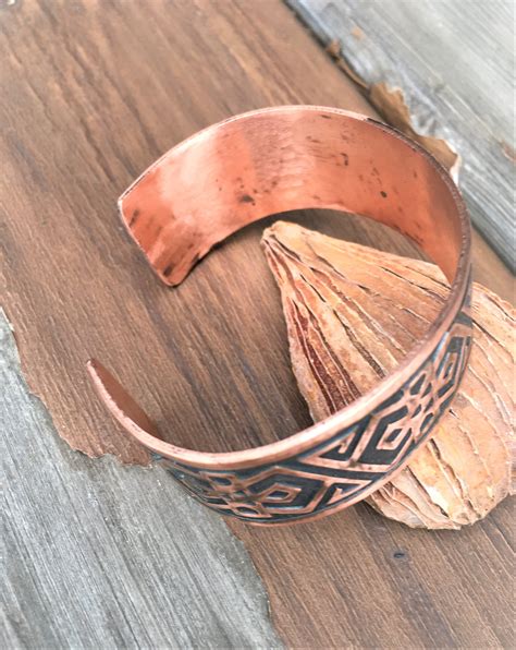 Copper Cuff Southwest Rustic Native American Vintage Bracelet Tribal