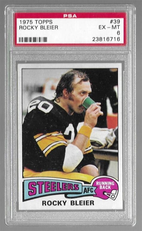 1975 Topps 39 Rocky Bleier Rookie Card Pittsburgh Steelers Legend Graded By Psa Ebay