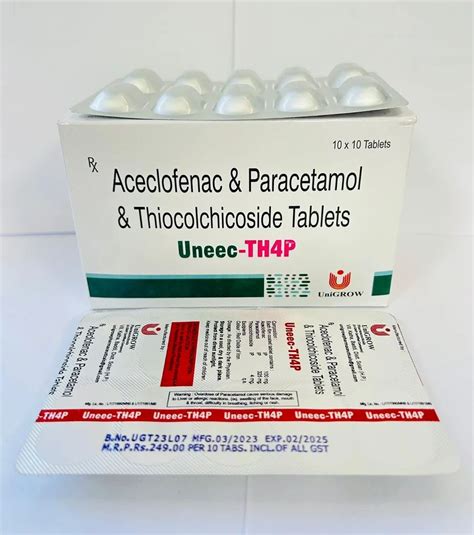 Uniace Th P Thiocolchicoside Mg Aceclofenac Mg At Rs Box