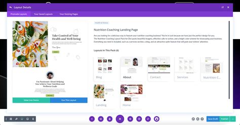 Get A Free Nutrition Coaching Layout Pack For Divi