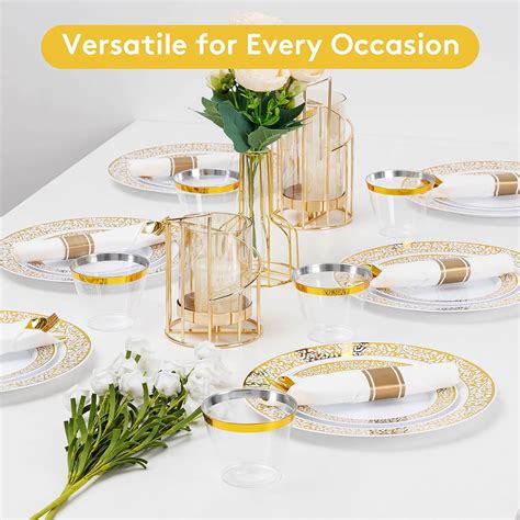 Goodluck 350 Piece Gold Plastic Dinnerware Set For 50 Guests