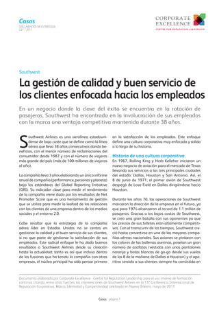 Southwest La Gesti N De La Calidad Enfocada Hacia Los Empleados Pdf