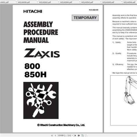 Hitachi Zaxis Excavator Series Shop Manuals