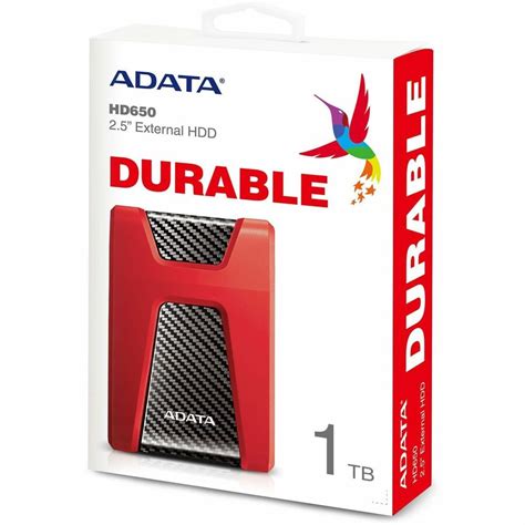 Adata DashDrive Durable HD650 AHD650 1TU31 CRD 1 TB Portable Hard Drive