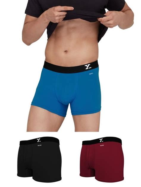 Buy Xyxx Pack Of 3 Intellistretch Super Combed Cotton Aero Men Trunks