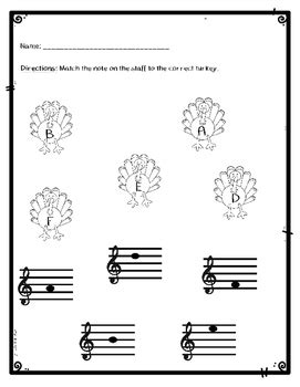 Thanksgiving Note Identification Treble And Bass Clef By Primarily Music