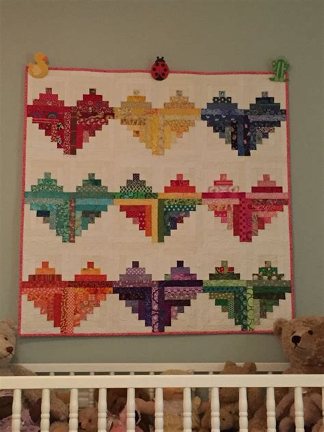 Log Cabin Heart Quilt For Baby Girl