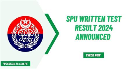 SPU Written Test Result 2024 Announced Punjab Police Selected