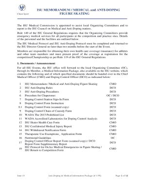 Fillable Online Isu Memorandum Medical And Anti Doping Clean Sport Fax